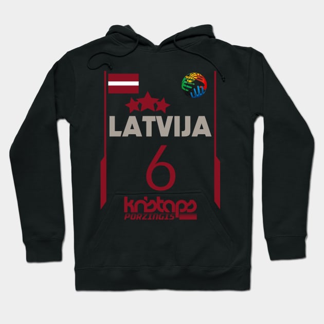 Kristaps Porzingis Retro Latvia Euro Style Basketball Design Hoodie by darklordpug